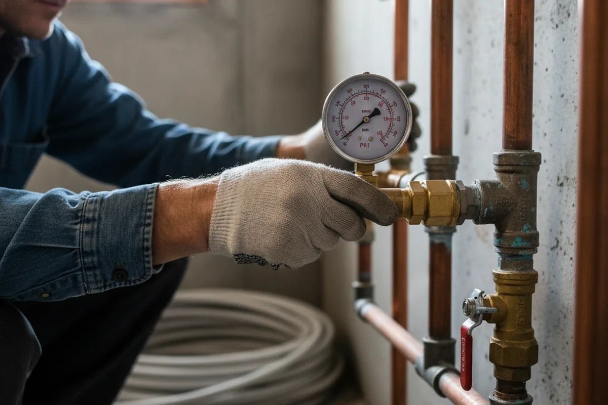 Pressure testing a repaired line during Water Line Repair in Duncan
